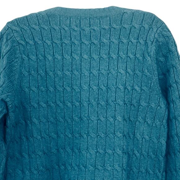Appleseeds Wool Cable knit Cardigan Sweater S Blue Long Sleeve Vintage - Picture 11 of 12